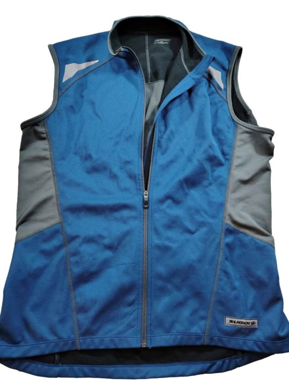 SUGOI Blue Grey Full Zip Reflective Vest Size Large
